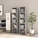 ZEYUAN CD-Regale 2 STK Regal Kinderzimmer, Bookshelf, Leiterregal, Standregal, Wandregal, Aktenregal, DVD Regal, Hochglanz-Grau 21x16x93,5 cm Spanplatte