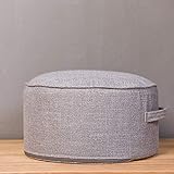 Fußhocker, runder Pouf, kleine Ottomane, Pouffe, Fußstütze zum Sitzen, Griffdesign für einfaches Entfernen, Kleiner Platz für Erwachsene und Kinder (Farbe: Grau, Größe: 40 x 20 cm (16 x 8 Zo