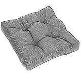 Beautissu Outdoor Loungekissen 50x50cm – Bequemes Sitzkissen 10cm dick Polster Sitzauflage Schmutz- & Wasserabweisend Gartenkissen Gartenmöbel Rattan Lounge Auflage Hellgrau – BeauFlair