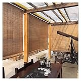 Bambusrollo Rollo Verdunkelungsrollo Pergola-Rollos für den Außenbereich, 85cm/105cm/125cm/145cm/155cm/165cm breit, Rollos für den Außenbereich mit Haken, lichtfilternde Fensterjalousien aus Bambus (