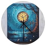 NOLLAM Quarzwerk Wanduhren 30 cm Dekorative Gemälde Uhr Ölgemälde Batteriebetrieben PVC-Material Wanduhr Wanddekoration für Wohnzimmer Küche Zuhause Badezimmer Schlafzimmer 3D Wall Clock