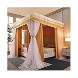 BUJOG Himmelbettvorhang mit 4 Ecken für Mädchen und Erwachsene – Moskitonetz mit 3 Öffnungen – Prinzessinnen-Schlafzimmerdekoration (Farbe: Stil 2, Größe: 2 x 2,2 x 2 m)