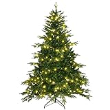 HOMCOM Weihnachtsbaum 180 cm Künstlicher Christbaum Tannenbaum mit 1705 Astspitzen 320 LED-Leuchten für Weihnachtsfest Grün