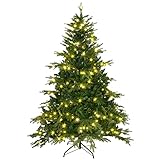 HOMCOM Weihnachtsbaum 180 cm Künstlicher Christbaum Tannenbaum mit 1705 Astspitzen 320 LED-Leuchten für Weihnachtsfest Grün