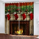 GSKOQD Vorhang Blickdicht Vorhänge Verdunkelungsvorhang Gardinen Mit Ösen Kinderzimmer Wohnzimmer Schlafzimmer Thermovorhang 3D Weihnachtsdekoration Ösenschal 2Er Set 240X230Cm (B X H)