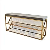 Modern 3-rang Metall Masche Schuhregal Sitzbank Schuh-organizer Mit Bequem Kissen Sitzbank Mit Stauraum Schuhbank Für Lebend Zimmer Schlafzimmer Eingangsbereich-B-velvet 60x25x45cm(24x10x18inch)