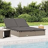 Festnight Doppelliege Outdoor Sonnenliege 2 Personen Gartenliege Rattan Liegestuhl Liege Garten Sonnenbett Loungebett Polyrattan Relaxliege Gartenmöbel Sofabett