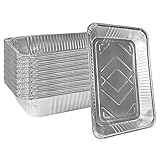 Strapazierfähige flache Aluminium-Pfannen in voller Größe, 53,3 x 33 cm, flache Pfanne, Scheuerschalen für Catering, große Einweg-Pfannen zum Backen, Aufwärmen, Grillen (5 Stück)