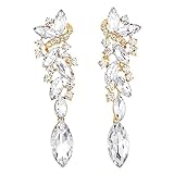 Hochzeit Braut Partei Strass Marquise Cluster Chandelier Kronleuchter Lange Baumelnde Statement Ohrringe Goldfarben