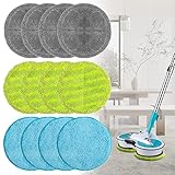 12 Stück 16cm Mikrofaser Pads geeignet für Hurricane Floating Mop M30457, 16cm Universal Elektrische Ersatz Wischpads, Floating Mop Ersatz Pads (Grau+Grün+Blau)