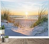 LB Wandteppich Natur Wandtuch Sonnenuntergang am Meer Wandbehang Sommer Landschaft Tapisserie für Wohnzimmer Schlafzimmer Wohnheim Wanddeko,235x180cm