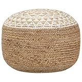 vidaXL Sitzpuff Pouf Sitzpouf Puff Sitzkissen Sitzhocker Fußhocker Hocker Fußbank Ottoman Fußbank Fußschemel Handgefertigt Weiß 40x30cm Jute