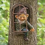 AGDLLYD GNOME Statue,Gartenzwerg Lustig,Gartenzwerge wetterfest Garten Feenbaum Hugger Garten Peeker Ornament Baum Dekoration Outdoor Figur Statue Yard Art