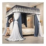 DSINEY Moskitonetz für 1,8 m breite Betten, Betthimmel mit 4 Stangen – Winddicht und verdunkelnd, luxuriöser Bettrahmenvorhang für Mädchenzimmer