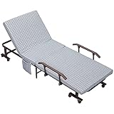 HOMCOM Klappbett Gästebett mit Rollen Sessel mit 5-stufig Verstellbarer Rückenlehne Reisebett Stahlrahmen Hellgrau+Schwarz 190 x 76 x 33 cm