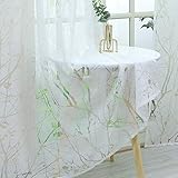 HeichkelL Gardine Ausbrenner Weiß Voile Kräuselband Vorhang Wohnzimmer Transparent Fenster Gardinenschals 1 Stück 245 cm x 140 cm(H x B)