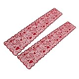 Hochzeits-Tischläufer, Vintage-Polyester-Boho-Tischdecke, 2 Stück, Hochzeits-Tischläufer, Liebes-Herz-Druck, Spitze, Roter Tischläufer, Dekoration Für Valentinstag, Jahrestag, Party, 180 X 33 Cm