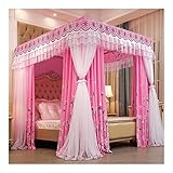 DSINEY Moskitonetz für 1,8 m breite Betten, 4-polige Stütze, luxuriöser Betthimmel, dekorativer Verdunkelungs- und staubdichter Bettvorhang für das Schlafzimmer