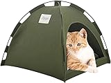 Katzenzelte for Den Innenbereich, Abnehmbares Tragbares Bett for Den Innen- Und Außenbereich, Höhlenbett for Katzen, Welpen Oder Kleine Haustiere (Color : Green, Size : S)