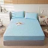 JIANINGHOME Ice Silk Latex Bettlaken 150x200,Luxuriöser gesteppter Matratzenschoner, Mikrofaser, weich für extra Komfort, geräuscharm, Hotelqualität