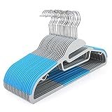 SONGMICS Kleiderbügel, 20 Stück, Antirutsch, Premium-Qualität, langlebig und dünn, 0,5 cm dick, platzsparend, starker hochwertiger Kunststoff, für Erwachsene, 41,5 cm breit, Blau CRP41Q