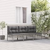 Festnight Gartensofa 3-Sitzer Rattan Sofa Balkonmöbel Lounge Sofa Outdoor Balkonsofa Balkon Couch Garten Gartenbank Sitzbank Gartenmöbel Set Loungemöbel Terrasse Grau