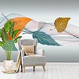 VOIV 3D Wallpaper Wandbild Benutzerdefinierte Wandtapete Wandkunst Kreative Handgemalte Goldene Blätter 3D-Sofahintergrundfoto 350x256cm