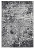andiamo Vintage Teppich anthrazit rund rechteckig Bettumrandung, Kurzflor, Vintageteppich für Wohnzimmer Schlafzimmer, Größe:160 x 230 cm