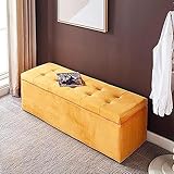 Moderne Aufbewahrungsbank für zu Hause, gepolsterte Sitzbank am Ende des Bettes mit Stauraum, Wohnzimmer-Eingangsbereich, bequemer Ruhe-Fußhocker, Schuhbank (Color : Yellow, Size :