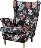 ELYSYSRL 2 Teilig Ohrensessel Überzug Sessel-Überwürfe Ohrensessel Schonbezüge Bezug Sesselhusse Elastisch Stretch Tiger Stuhlbezug mit Armlehne Hohe Rückenlehne Universal (Color : #27)