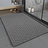 NeuWee Duschmatte Rutschfest, 40x70 cm Duschmatte, Antirutschmatte Dusche BPA Frei, Duscheinlage Rutschfest Mit Saugnäpfe, Badematte schimmelresistent & maschinenwaschbar, Grau