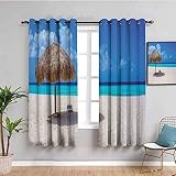 SPADEACES Verdunklungsvorhänge 3D Blueseaskystrand Digitaldruck Ösenvorhang 2Er Set Verdunkelungsvorhang Thermo Vorhang Blickdicht Gardinen Wohnzimmer Schlafzimmer Kinderzimmer 234X230Cm (Hxb)