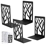 2 Paar/4 STK Buchstützen, Metall Bücher Halter, Buch Halter, Buchhalterung, Unsichtbares Bücherregal, Bookends Buchstopper für DVD, CDs, Bücherregal, Küche, Büro, Schule - Schwarz