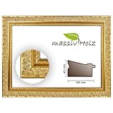 Neumann Bilderrahmen Barockrahmen 933 ORO 60 x 80 cm, Gold antik, ohne Glas und Rückwand
