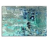 Paul Sinus Art 120x80cm Leinwandbild auf Keilrahmen Kunstmalerei blau grün abstrakt Wandbild auf Leinwand als Panorama , Küche