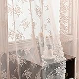 Kotile Blush Pink Spitzenvorhänge für Schlafzimmer, Landhaus-Blumenstickerei, Vintage-Spitzenvorhänge, 114 cm lang, 2 Paneele, Set, Stangentasche, Privatsphäre, Fenstervorhänge, je 132x114 cm