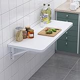 Weißer wandmontierter Klapptisch | Robuster, zusammenklappbarer kleiner Schreibtisch, Esstisch | Klappbare hängende Werkbank, Drop-Leaf-Wandtisch für wenig Platzersparnis ( Size : LxW - 110x60cm/43.3x