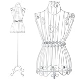 PrimoLiving Metall Schneiderpuppe in Weiß P-00670 - Deko Mannequin Büste im Vintage Antik-Look - Kleiderpuppe Schaufensterpuppe weiblich - als Dekobüste oder Kleiderständer zu verwenden