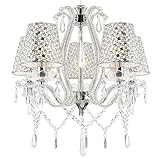 Kristall Kronleuchter klassisch, Deckenlampe mit Chrom Lampenschrirmen, Glas Deckenleuchte für Wohnzimmer Esszimmer Ø50cm 5 Arm