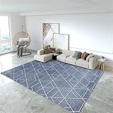 RUGMRZ Area Rug Tepiche Für Wohnzimmer Modern Teppich Für Draußen Graublau geometrisches Muster Wohnzimmer Teppich modernes Design langlebig Teppich Badezimmer 90 x 190 cm