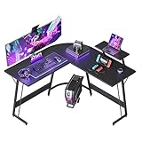 Cubiker L-förmiger Schreibtisch, Gaming Tisch mit Monitorständer, Pc Ecktisch Computertisch, 130 x 130 cm Eckschreibtisch für Büro, Platzsparend, Einfach zu Montieren Eck Tisch, Schwarz