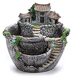 Kunststatue Gartengeschenke Harzornamente Feengarten-Pflanzgefäß Blumentöpfe mit süßen Hausgartenminiaturen Mikrolandschaft Einzigartiges Design Außenstatuen for Heimdekoration Statuendekoration (Colo