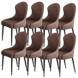 AMENAS Küche und Esszimmer Stühle Holzbeine for Küche Und Esszimmer 8er Set Mikrofaser Leder Wohnzimmer Lounge Thekenstühle Haushalts Schreibtischstuhl (Color : Deep Coffee)