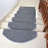 CQSJX Teppich Treppenstufen 2Er-Pack rutschfeste Weiche Treppenschoner Teppich Sicherheits Selbstklebende Treppenläufer Treppenteppiche,D,65 * 24cm+3cm
