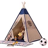 Kinder Spielzelt Tipi Zelt Indische Baumwollzelte für Baby Indoor und Outdoor Spielen Ideale Größe für Kinderzimmer Partyzelt für Kinder (Farbe: A Größe: 120 x 120 x 156 cm)