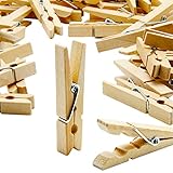LeTOMA - 50 Deko Holzklammern 5 cm · Kleine Wäscheklammern aus Naturholz ideal zum Basteln, Beschriften und Verzieren · Mini Zierklammern für Fotos, Bilder, Kinder-Geburtstag · Geschenkklammern