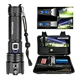 PANYIXUAN LED Taschenlampe Extrem Hell, Typ-C Taschenlampe LED Aufladbar 20000 Lumen，XHP70.2 Taktische Taschenlampe Batteriebetrieben，5 Lichtmodi, IP67 Wasserdicht Flashlight für Outdoor Mit Batterie