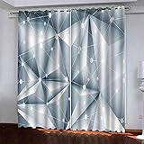 3D Vorhänge Wohnzimmer Blickdicht Gardinen 220 X 215 cm Geometrie Raumstruktur Dreieck Verdunkelungsvorhang Kinderzimmer Thermovorhang Fensterdekoration Polyester Vorhänge Für Schlafzimmer/Geräuschre