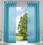 2er-Pack Gardinen Transparent Vorhang Set Wohnzimmer Voile Schlaufenschal mit Bleibandabschluß HxB 245x140 cm Blau, 61000CN