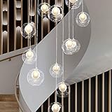 PERTID Treppenlampe, Multi-Glaskugel-Kunst, Wohnzimmer, exquisite Heimdekoration, Kronleuchter, Villa, Duplex, drehbare Treppe, lange, exquisite Heimdekoration, Kronleuchter, klare Glasku
